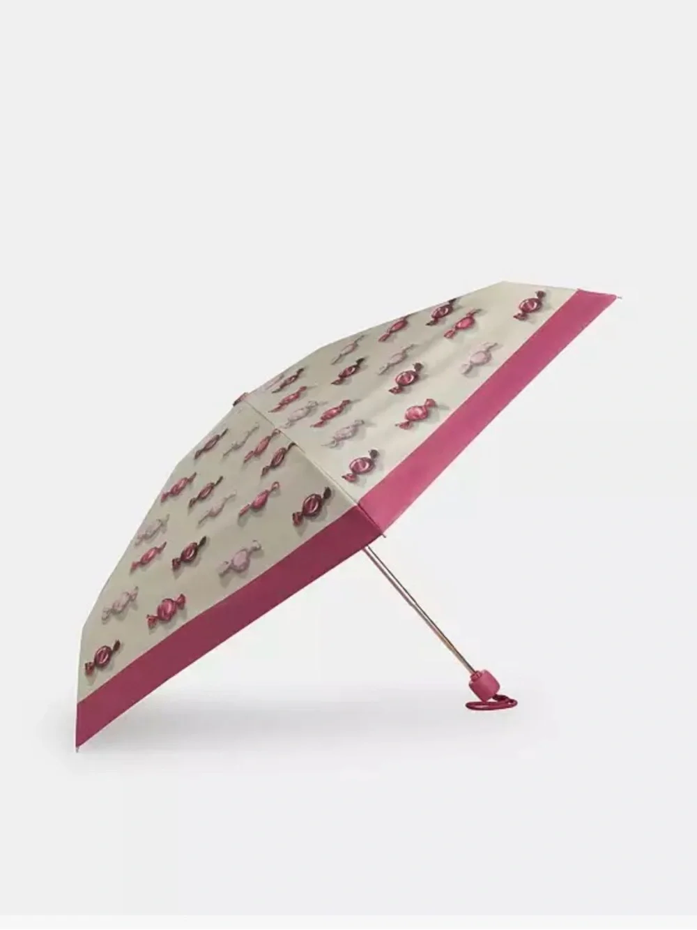 Coach Compact Pink Candy-Print Folding Umbrella